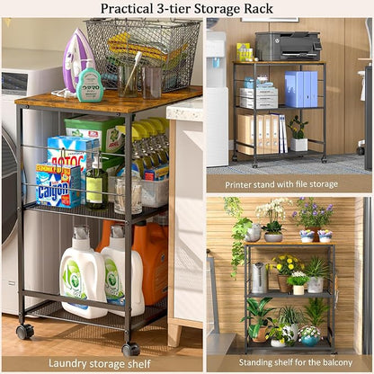 ThreeHio Rolling Kitchen Microwave Cart, 3 Tier Microwave Table Stand - Image 6