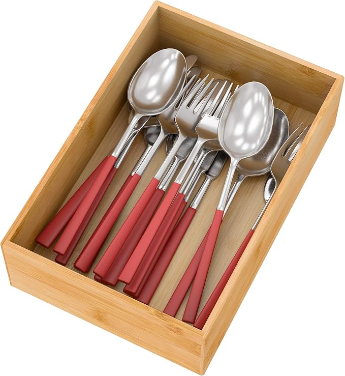 Bamboo Kitchen Drawer Organizer, Wooden Storage Box by Bambloom