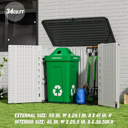 Outdoor Patio Storage Shed, Waterproof Horizontal Outdoor Storage Cabinet - Image 4