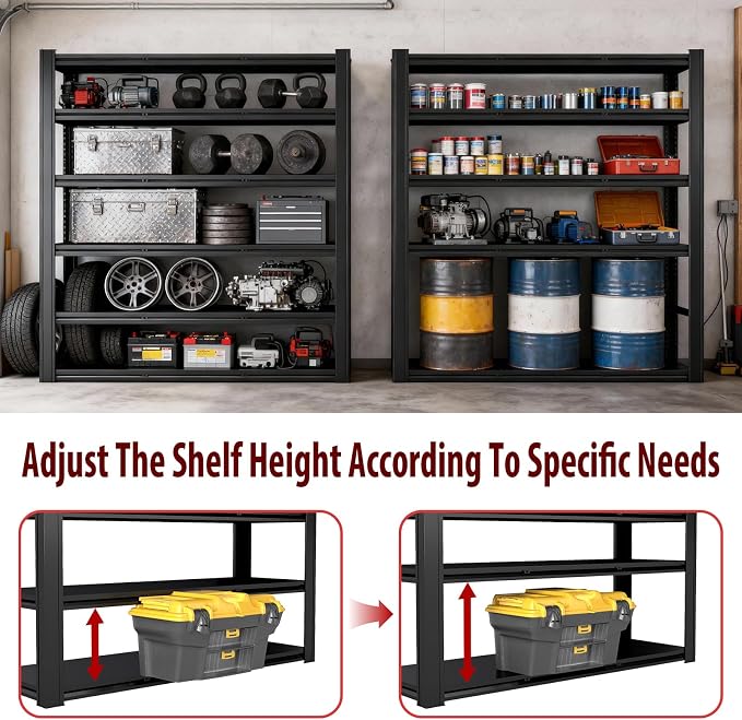Heavy Duty Storage Shelves Unit, Adjustable Metal Garage Shelving, 4200LBS - Image 7