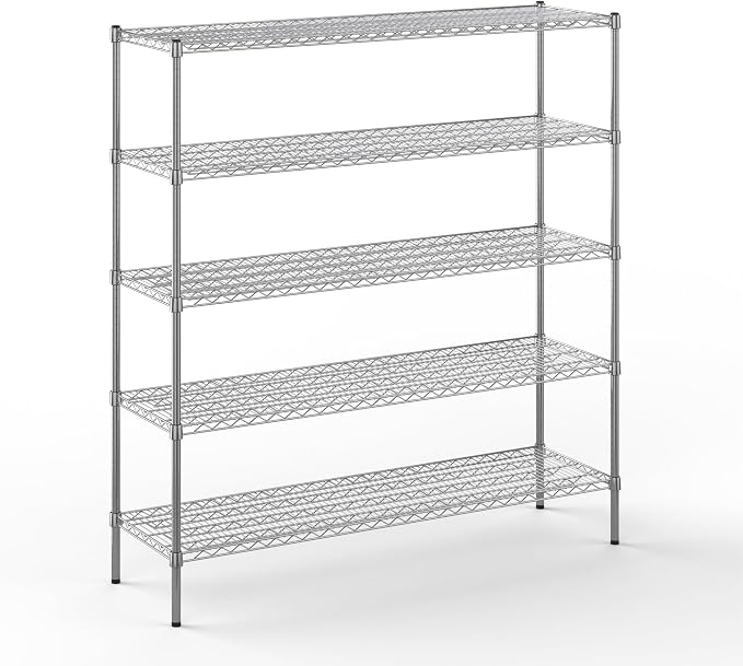 18" Deep x 60" Wide x 64" Height Wire Shelving Kit | 5-Tier | NSF Commercial by Regal+Altair