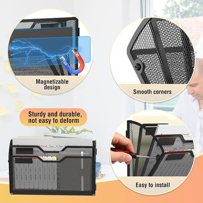 Docnest 3 Pack 3 Tier Dual-Mount Magnetic Mesh File Holders, Wall Organizer | - Image 3