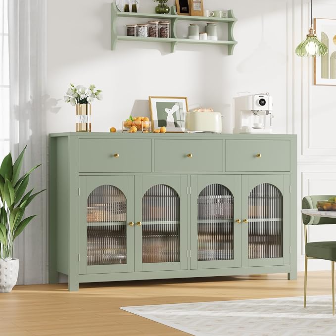 FINETONES Buffet Cabinet with Storage, 55.1" Large Sideboard Buffet, Farmhouse - Image 2