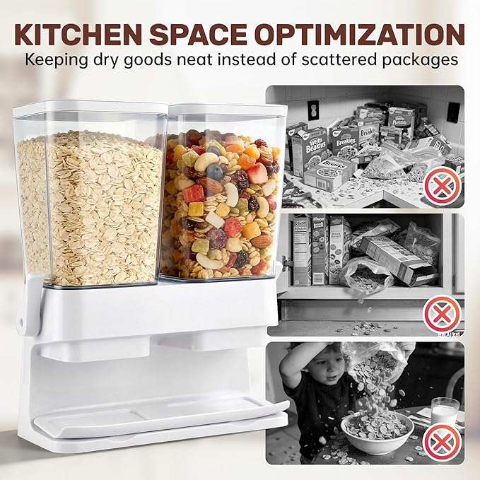 Cereal Dispenser Countertop 2 Pack, 3L Large Cereal Containers Storage Airtight - Image 6