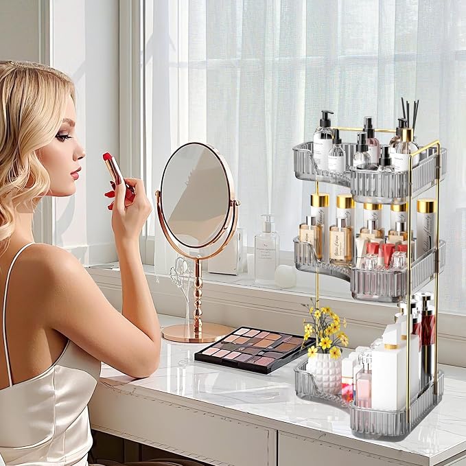 GTI 3-Tier Corner Bathroom Counter Organizer, Large Capacity Makeup Organizer - Image 2
