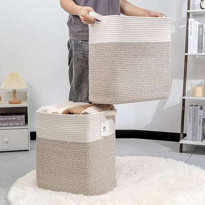 Tall Storage Baskets for Clothes Fabric Cotton Rope Storage Basket bin - Image 2