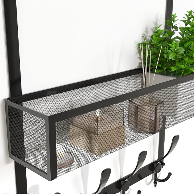 Kaiferty Over The Door Hooks Organizer, Over Door Hanger Towel Rack Mesh Basket - Image 6