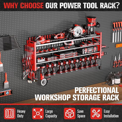 49.8" W Large Power Tool Organizer Wall Mount, Heavy Duty Tool Organizer - Image 7