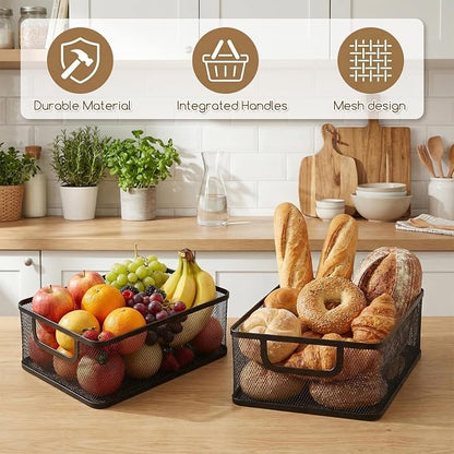 2 Pack Metal Mesh Basket, Large Wire Steel Storage Organizer | 2 Size Household - Image 5