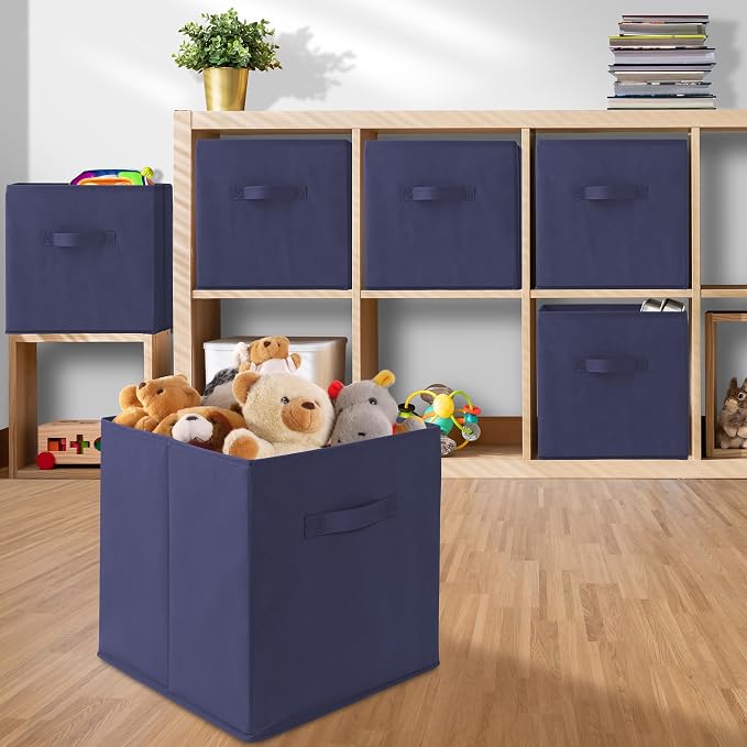 Casafield Set of 6 Collapsible Fabric Cube Storage Bins, Cubby Organizers & More - Image 5