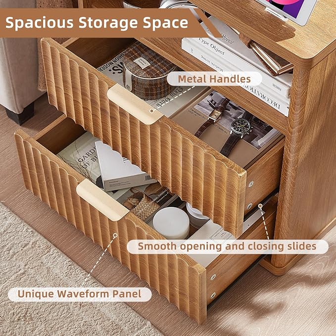 LEYAOYAO Fluted Nightstand Set of 2 - Image 7