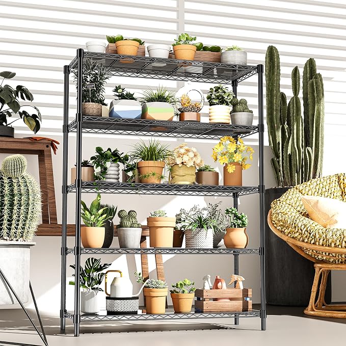 48" W Storage Shelves 5-Tier Wire Shelving, 1875LBS Adjustable Metal Shelving - Image 9