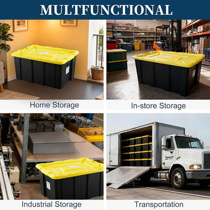4-Pack Industrial Tote, Plastic Storage Container Bins - Image 3