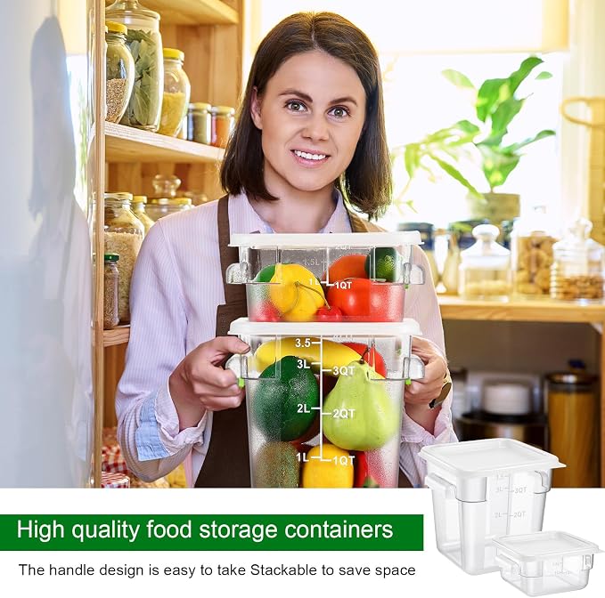 FoldTier 2 Pieces Square Food Storage Containers Polycarbonate Clear food - Image 3
