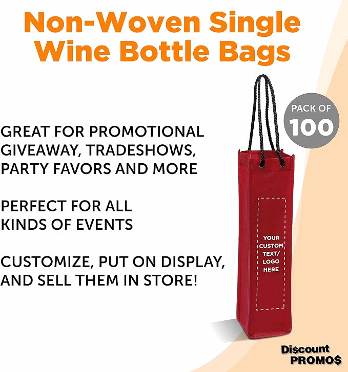 DISCOUNT PROMOS Non-Woven Vineyard Two Bottle Wine Bags - Image 3
