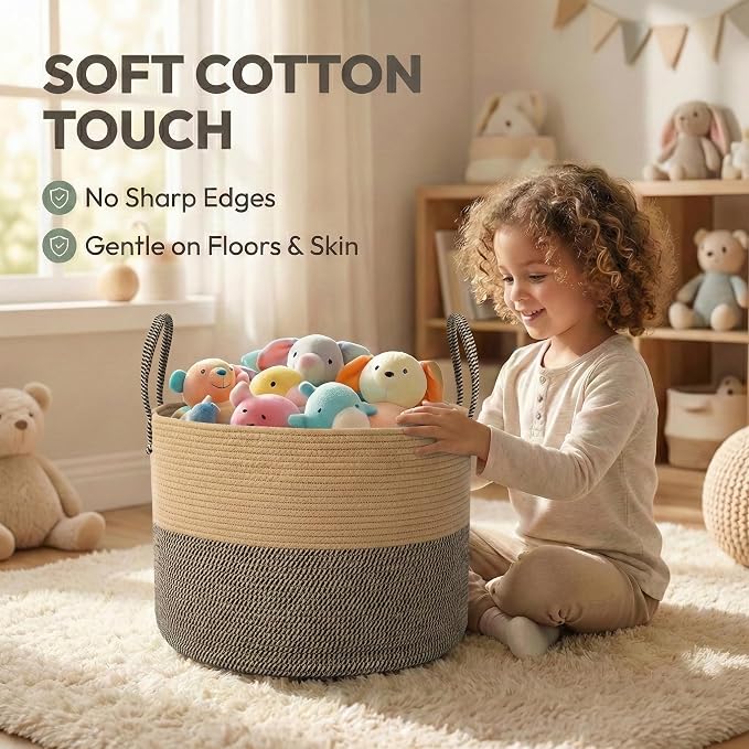 JMvicyroam 115L Extra Large Machine Washable Cotton Rope Blanket Basket | - Image 4