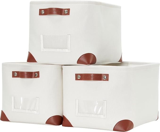 DECOMOMO White Storage Bins Fabric Storage Baskets by DECOMOMO