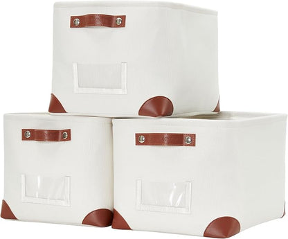 DECOMOMO White Storage Bins Fabric Storage Baskets by DECOMOMO