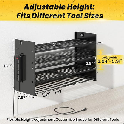 Hipidian Adjustable Power Tool Organizer Wall Mount - 650lb Capacity 4 Layer - Image 3