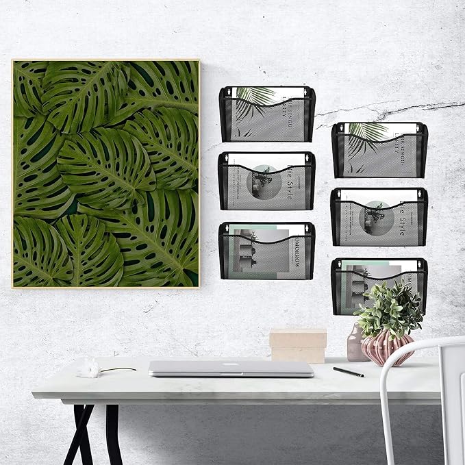 EASEPRES 6 Single Pocket Mesh Hanging File Organizer, Vertical Wall Mounted - Image 6