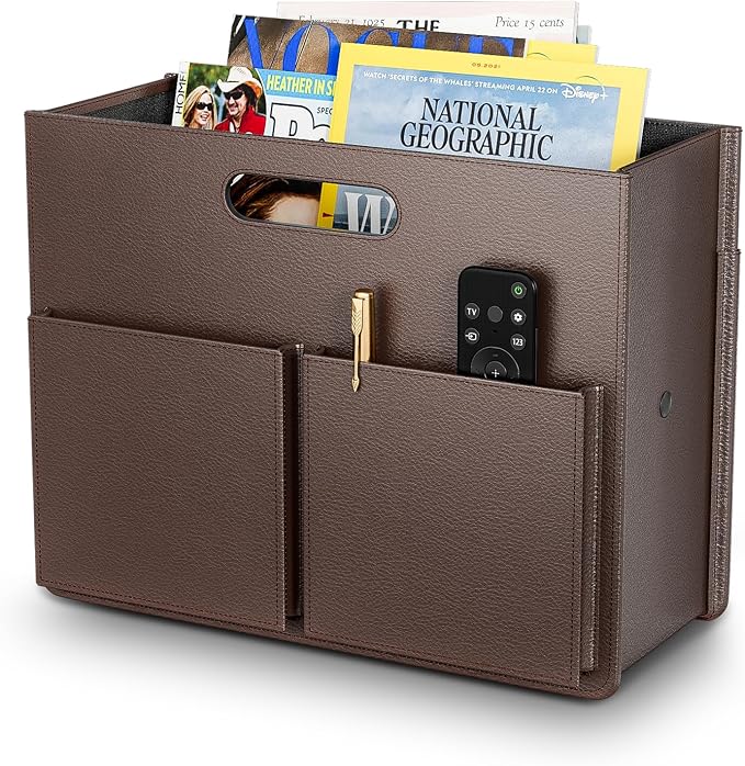 ABC life Magazine Holder Magazine Rack Floor, Stable Foldable PU Leather by ABClife