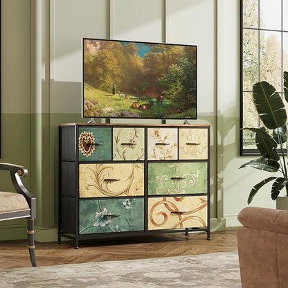 WLIVE Wide Dresser for Bedroom, 8 Drawer Chest of Drawers, Floral | 8 roomy - Image 2