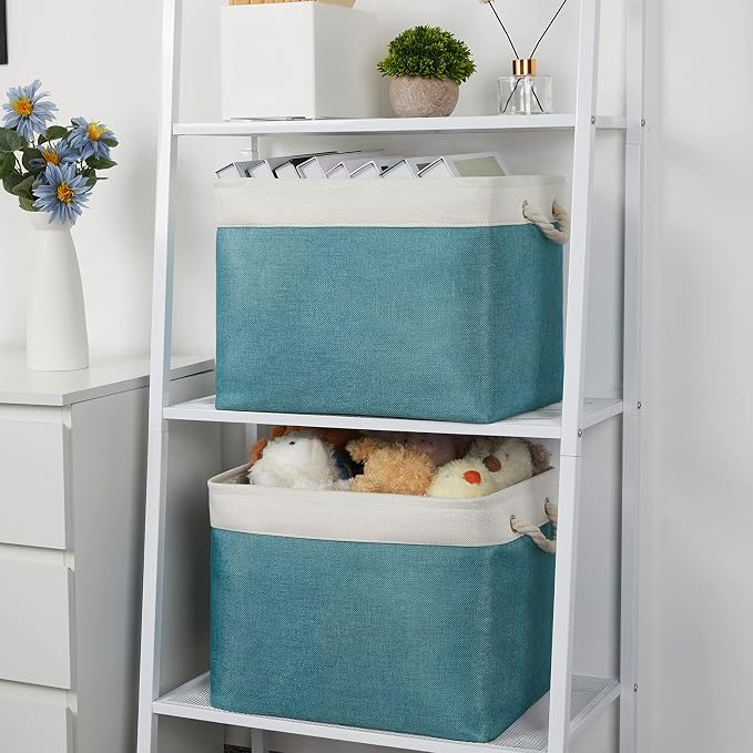 Bidtakay Foldable Storage Bins Set of 2 Tall Cloth Baskets 16" X 11.8" X 11.8" - Image 3