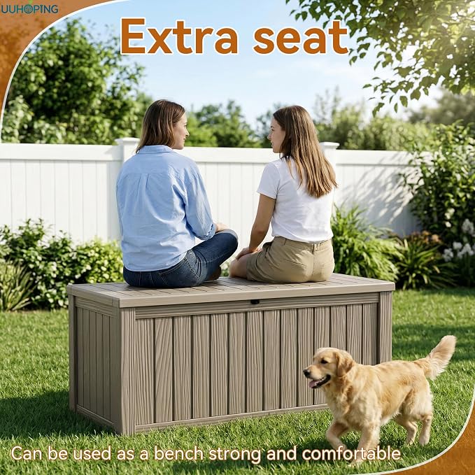 150 Gallon Outdoor Deck Box, Resin Waterproof Storage Box - Image 3