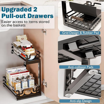 Under Sink Organizer, 2 Tier Slide Out Storage - Image 4