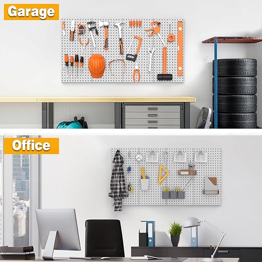 Pegboard Smith Metal Pegboard Panels 12" x 24", 4 Pack Grey Wall Mounted Tool - Image 8