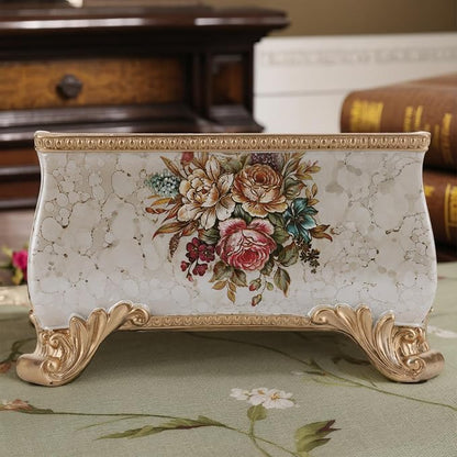 Vintage Floral Resin Tray Remote Control Holder & Desk Organizer Three - Image 3