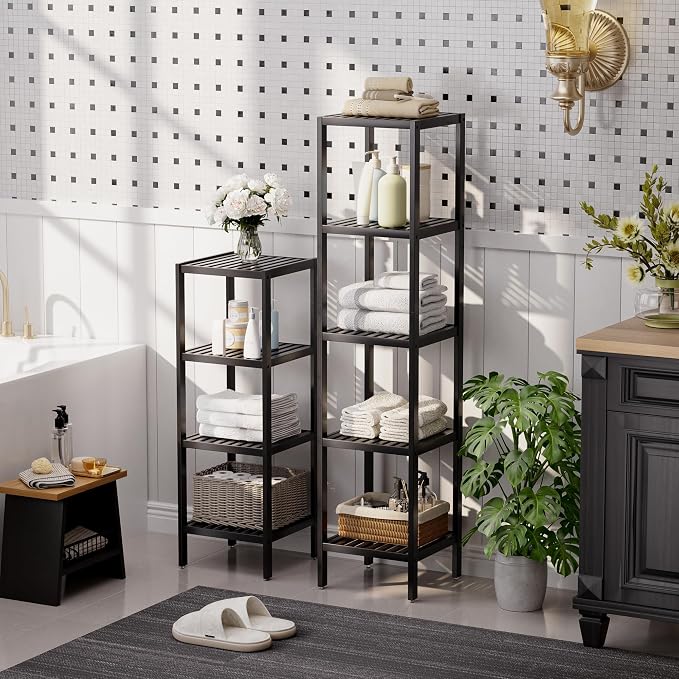 SMIBUY Bathroom Storage Shelf, 5-Tier Bamboo Rack Organizer - Image 4