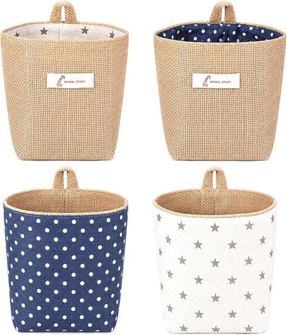 2 Pack Hanging Basket for Door, Small Wall Basket Cotton Linen Hanging Storage by Unknown
