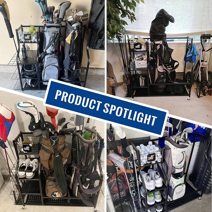 Mythinglogic Golf Storage Garage Organizer, Golf Bag Storage Stand and Other - Image 6