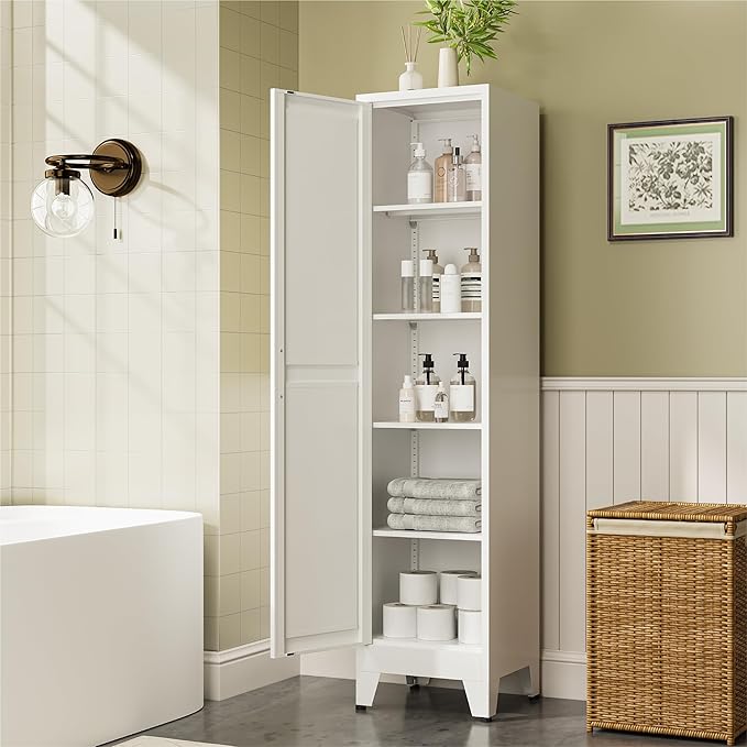 COFaR 67" Tall Metal Pantry Cabinet, Slim Freestanding Cupboard by COFAR