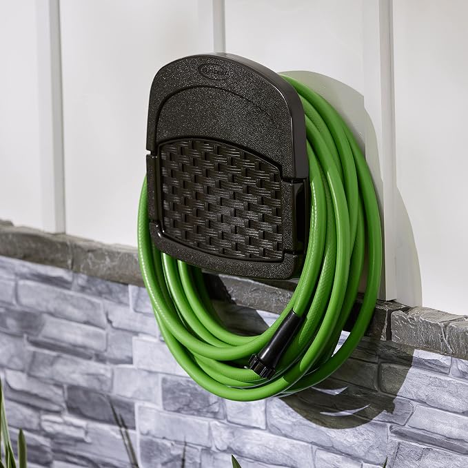 Suncast 3 Pack Hangout 150 Foot Resin Wicker Mounted Garden Storage Hose Rack - Image 9