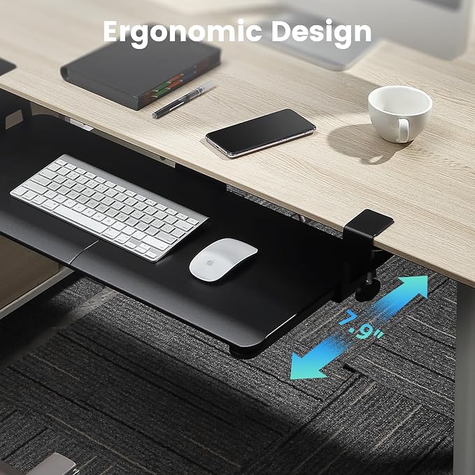 Keyboard Tray Under Desk, Slide Out Computer Keyboard & Mouse Tray - Image 3