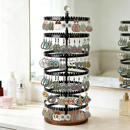 6-story rotating earring rack storage rack, adjustable plastic pendant display - Image 2