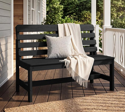 SERWALL Armless Outdoor Bench, All Weather HDPE Porch Bench, 2 Pack, Suitable - Image 2
