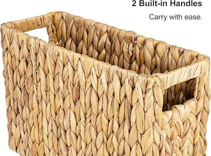 StorageWorks Hand-Woven Magazine Holder, Magazine Wicker Basket - Image 2