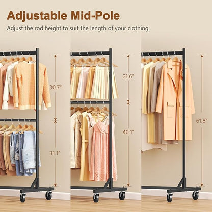 Hoctieon Double Rod Z Rack, Rolling Clothes Racks - Image 4