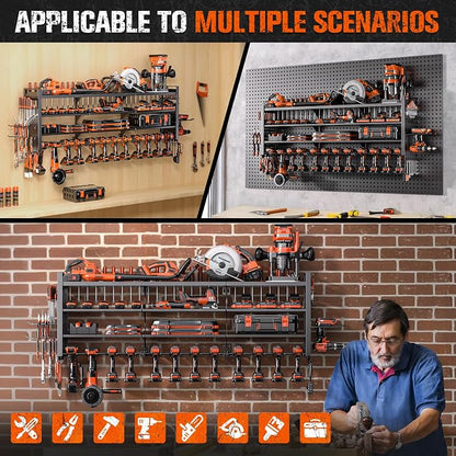 49.8" W Large Power Tool Organizer Wall Mount, Heavy Duty Tool Organizer - Image 9