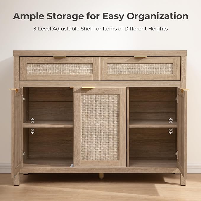 SICOTAS Rattan Sideboard Buffet Cabinet - Image 6