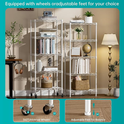 SINGAYE 5 Shelves Storage Shelf Wire Closet Bathroom Organizers Metal Pantry - Image 4