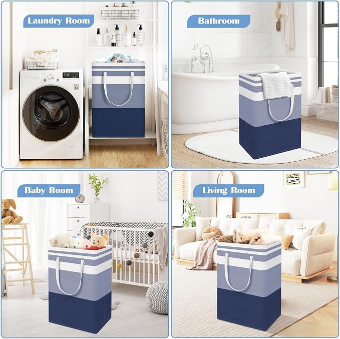 BlissTotes 3-Pack Laundry Basket, Freestanding＆Waterproof Laundry Hamper - Image 6