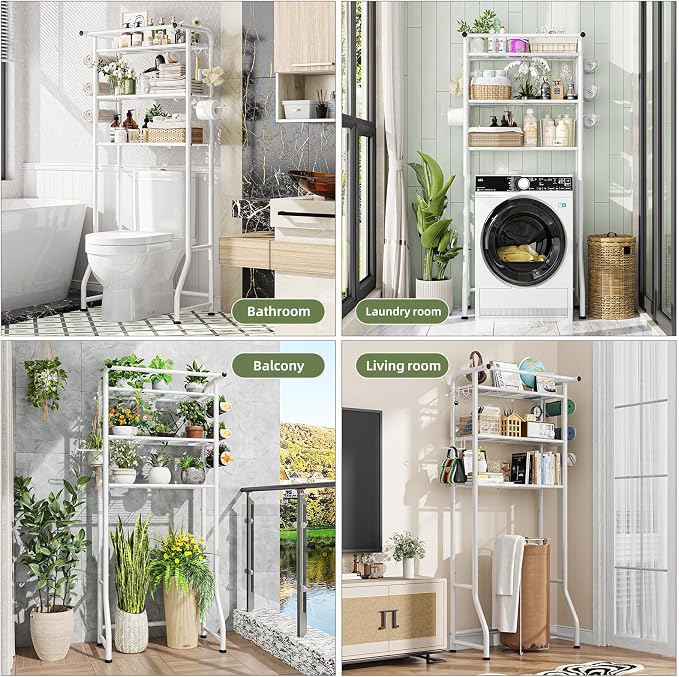 Simple Trending 3 Tier Over The Toilet Storage Rack, Metal Bathroom Shelf - Image 3