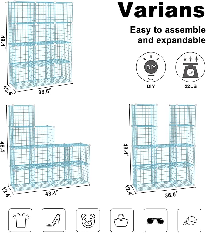 C&AHOME Wire Cube Storage, 12 - Image 3
