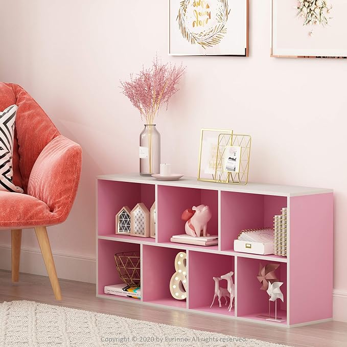 Furinno LUDER Book Shelf, 7-Cube Bookshelf, 9.4 x 19.5 x 41.7, - Image 2