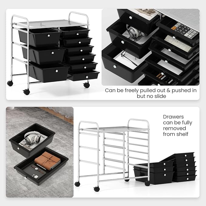 Giantex 9 Drawers Rolling Cart, Classroom Organizers, Storage Cart - Image 5