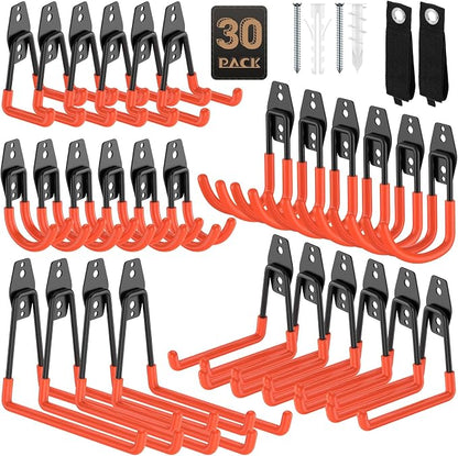 30 Pack Utility Steel Heavy Duty Wall Mount Garage Hooks, by YouthZeal